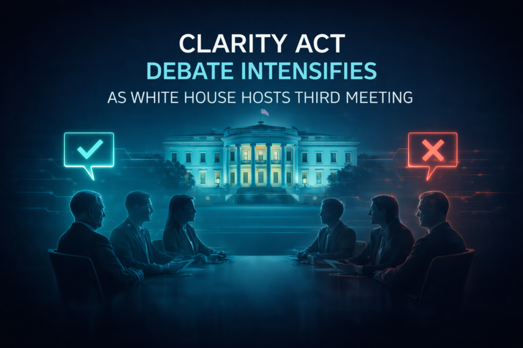 CLARITY Act Debate Intensifies as White House Hosts Third Meeting CLARITY Act Debate Intensifies as White House Hosts Third Meeting